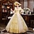 cheap Cosplay &amp; Costumes-Princess Shakespeare Gothic Rococo Vintage Inspired Medieval Prom Dress Dress Party Costume Masquerade Women&#039;s Costume Golden Vintage Cosplay 3/4-Length Sleeve Party Masquerade Homecoming Ball Gown