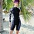cheap Beach Dresses-Women&#039;s Rash Guard Dive Skin Suit Elastane Swimwear Bodysuit SPF50 UV Sun Protection Ultraviolet Resistant Stretchy Short Sleeve Front Zip - Swimming Diving Surfing Snorkeling Painting Summer