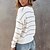 abordables Pulls-Femme Pullover Chandail Rayé Tricoté Elégant Simple Manches Longues Pull Cardigans Automne Hiver Col Ras du Cou Blanche Noir / Sortie