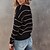 billige Sweaters-Dame bluse Bluse Stribet Strikket Stilfuld Afslappet Langærmet Sweater Cardigans Efterår Vinter Rund hals Hvid Sort / I-byen-tøj