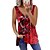 preiswerte Bluse-Mayntop Damen Tanktops Rose Flower Grafikdruck ethnischer ärmelloser Reißverschluss V-Ausschnitt plus Größe loses T-Shirt T-Shirt Leibchen(a rot,5xl)