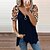 cheap Best Selling Women&#039;s Tops-Women&#039;s Graphic Patterned Leopard Daily Weekend Short Sleeve Blouse Eyelet top Shirt V Neck Cut Out Zipper Patchwork Basic Essential Streetwear Tops White Blue Gray S / Print