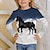 abordables t-shirts 3d fille-Fille 3D Animal Chat T-shirt manche longue 3D effet Automne Hiver Actif Sportif Mode Polyester Enfants 3-12 ans Extérieur du quotidien Standard