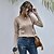 abordables Pulls-Femme Pullover Couleur unie énorme Elégant Manches Longues Pull Cardigans Automne Hiver Col en V Beige
