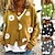 cheap Hoodies &amp; Sweatshirts-Women&#039;s Cardigan Sweater V Neck Knit Woolen Button Drop Shoulder Fall Winter Halloween Holiday Going out Stylish Long Sleeve Floral Black Yellow Blue S M L