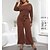 cheap Plus Size Jumpsuits-Women&#039;s Plus Size Jumpsuit Bow Long Sleeve Solid Colored Fall Summer Basic Brown L XL 2XL 3XL 4XL / One Shoulder