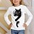 baratos camisetas 3d para meninas-Para Meninas 3D Animal Gato Camisa Manga Longa Impressão 3D Outono Inverno Ativo Esportes Moda Poliéster Infantil 3-12 anos Ao ar livre Diário Normal