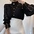 cheap Tops &amp; Blouses-Women&#039;s Shirt Lace Shirt Going Out Tops Blouse Plain Lace up Party Club Elegant Vintage Fashion Long Sleeve Standing Collar Black Spring Fall