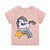 cheap Girls&#039; Tees &amp; Blouses-Kids Girls&#039; T shirt Tee Short Sleeve Unicorn Print Animal Pink Cotton Children Tops Basic Summer School Regular Fit 3-8 Years