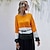 abordables Pulls-Femme Pullover Bloc de Couleur Manches Longues Pull Cardigans Automne Hiver Col Ras du Cou Jaune