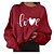 billige Hættetrøjer &amp; sweatshirts-kvinders sweatshirt rundhalsede langærmede toppe kærlighedsbreve hjerteprintet pullover teen piger jumperbluse