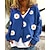 cheap Hoodies &amp; Sweatshirts-Women&#039;s Cardigan Sweater V Neck Knit Woolen Button Drop Shoulder Fall Winter Halloween Holiday Going out Stylish Long Sleeve Floral Black Yellow Blue S M L
