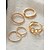 abordables Anillos-Juego de anillos de 5 piezas, aleación de oro geométrica, elegante, moda, vacaciones, 1 juego, talla única