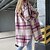 cheap Coats &amp; Trench Coats-Women&#039;s Coat Patchwork Casual Shacket Daily Coat Long Polyester Black Pink Coffee Single Breasted Fall Turndown Regular Fit S M L XL / Warm / Plaid / Check / Color Block