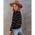 cheap Women&#039;s Clothing-Women&#039;s Pullover Striped Color Block Oversized Knitted Stylish Long Sleeve Sweater Cardigans Fall Winter Crew Neck White Black
