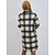 cheap Coats &amp; Trench Coats-Women&#039;s Jacket Fall Winter Daily Work Long Coat Turndown Single Breasted Adjustable Slim Casual Jacket Long Sleeve Patchwork Plaid / Check Black