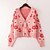 cheap Sweaters-Women&#039;s Cardigan Flower Modern Style Active Casual Long Sleeve Sweater Cardigans Fall Winter V Neck Blue Blushing Pink Orange / Holiday