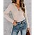 cheap Shoes &amp; Accessories-Women&#039;s Blouse Shirt Long Sleeve Plain V Neck Patchwork Casual Tops Wine Gray White