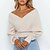 cheap Sweaters-Women&#039;s Sweater Jumper Waffle Knit Knitted Patchwork Deep V Solid Color Daily Going out Stylish Elegant Fall Winter Beige S M L / Long Sleeve / Casual / Regular Fit