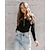 economico Shoes &amp; Accessories-Per donna Blusa Camicia Manica lunga Liscio A V Collage Casuale Top Vino Grigio Bianco