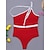 preiswerte Einteiler-Damen Badeanzug Ein Stück Normal Bademode Glatt Ausgeschnitten Ein-Schulter Schwarz Rote Königsblau Bodysuit Badeanzüge Strandbekleidung Sommer Sport