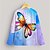 abordables Pulls à Capuche &amp; Sweats pour Garçons-T-shirt Fille Enfants Manches Longues Papillon 3D effet Bleu Enfants Hauts Actif Automne Standard 4-12 ans
