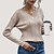 billige Sweaters-Dame bluse Helfarve Overdimensionerede Stilfuld Langærmet Sweater Cardigans Efterår Vinter V-hals Beige