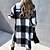 cheap Coats &amp; Trench Coats-Women&#039;s Coat Patchwork Casual Shacket Daily Coat Long Polyester Black Pink Coffee Single Breasted Fall Turndown Regular Fit S M L XL / Warm / Plaid / Check / Color Block