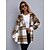 cheap Coats &amp; Trench Coats-Women&#039;s Jacket Fall Winter Daily Work Regular Coat Turndown Single Breasted Warm Slim Casual Jacket Long Sleeve Patchwork Plaid / Check Orange