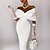 cheap Prom Dresses-Sheath / Column Cocktail Dresses Elegant Dress Wedding Guest Party Wear Tea Length Sleeveless Off Shoulder Stretch Fabric with Sash / Ribbon 2024