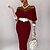 cheap Prom Dresses-Sheath / Column Cocktail Dresses Elegant Dress Wedding Guest Party Wear Tea Length Sleeveless Off Shoulder Stretch Fabric with Sash / Ribbon 2024