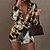 cheap Blazers-Women&#039;s Blazer Print Long Coat Black Gold Street Casual Single Breasted One-button Fall Turndown Regular Fit S M L XL / Daily / Warm / Breathable / Color Block / Symbol