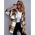 cheap Coats &amp; Trench Coats-Women&#039;s Jacket Fall Winter Daily Work Regular Coat Turndown Single Breasted Warm Slim Casual Jacket Long Sleeve Patchwork Plaid / Check Orange