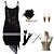 cheap Cosplay &amp; Costumes-The Great Gatsby Roaring 20s 1920s Cocktail Dress Vintage Dress Flapper Dress Outfits Masquerade Prom Dress Women&#039;s Tassel Fringe Costume Golden / Black Vintage Cosplay Party Prom / Gloves / Headwear