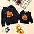 economico New Arrivals-Mamma e io Halloween Cotone Top Felpa Athleisure Zucca Pipistrello Alfabetico Stampa Bianco Nero Rosso Manica lunga Essenziale Abiti coordinati / Autunno / Primavera / stile sveglio