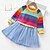 cheap Girls&#039; Dresses-Kids Toddler Little Girls&#039; Dress Rainbow colour Daily Holiday Tulle Dress Mesh Blue Blushing Pink Above Knee Cotton Long Sleeve Beautiful Cute Dresses Fall Spring Loose 3-12 Years