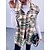cheap Coats &amp; Trench Coats-Women&#039;s Vest Fall Winter Daily Work Long Coat Turndown Single Breasted Adjustable Slim Casual Jacket Sleeveless Patchwork Plaid / Check Green