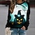 cheap Hoodies &amp; Sweatshirts-Women&#039;s Cat Halloween Pumpkin Sweatshirt Print 3D Print Halloween Casual Streetwear Halloween Hoodies Sweatshirts  Green Yellow