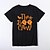 cheap New Arrivals-Family Look Halloween Cotton Tops Athleisure Cartoon Ghost Print Black Short Sleeve Basic Matching Outfits / Summer / Cute