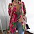 cheap Blazers-Women&#039;s Blazer Fall Street Daily Valentine&#039;s Day Regular Coat Breathable Regular Fit Casual Jacket Long Sleeve Print Floral Black Fuchsia Red
