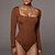 cheap Tops &amp; Blouses-Women&#039;s Bodysuit Black Brown White Plain Casual Daily Long Sleeve Square Neck Basic S