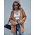 cheap Coats &amp; Trench Coats-Women&#039;s Coat Patchwork Long Coat Apricot Daily Sporty Open Front Fall Hoodie Slim S M L XL / Warm / Solid Color