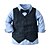 cheap Shirts-Kids Toddler Boys&#039; Suit &amp; Blazer Formal Set Clothing Set Long Sleeve 4 Pieces Blue White Print Birthday Formal Cotton Basic / Fall / Winter / Spring