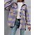 abordables Manteaux &amp; Trenchs Femme-Femme Veste L&#039;autume L&#039;hiver du quotidien Travail Normal Manteau Col rabattu Boutonnage Simple Chaud Mince Sportif Décontractée Veste Manches Longues Patchwork Tartan Violet