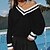 abordables Vêtements Femme-Femme Pullover Bloc de Couleur énorme Tricoté Elégant Manches Longues Manches Lanterne Pull Cardigans Automne Hiver Col en V Blanche Noir