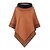 cheap Cardigans-Women&#039;s Shirt Shrugs Ponchos Capes Black Camel Khaki Print Plain Casual Weekend Long Sleeve High Neck Ponchos Capes Regular Loose Fit One-Size
