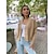 cheap Sweaters-Women&#039;s Cardigan Solid Color Classic Style Classical Casual Long Sleeve Sweater Cardigans Fall Winter V Neck Dark powder Blue Camel / Holiday