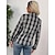 cheap Tops &amp; Blouses-Women&#039;s Shirt Long Sleeve Plaid Shirt Collar Print Basic Vintage Tops Regular Fit Black