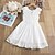 cheap Girls&#039; Dresses-Kids Girls&#039; Lace Dress Solid Color Trims Print White Knee-length Sleeveless Active Dresses Summer Regular Fit 3-7 Years
