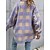 cheap Coats &amp; Trench Coats-Women&#039;s Jacket Fall Winter Daily Work Regular Coat Turndown Single Breasted Warm Slim Sporty Casual Jacket Long Sleeve Patchwork Plaid / Check Purple